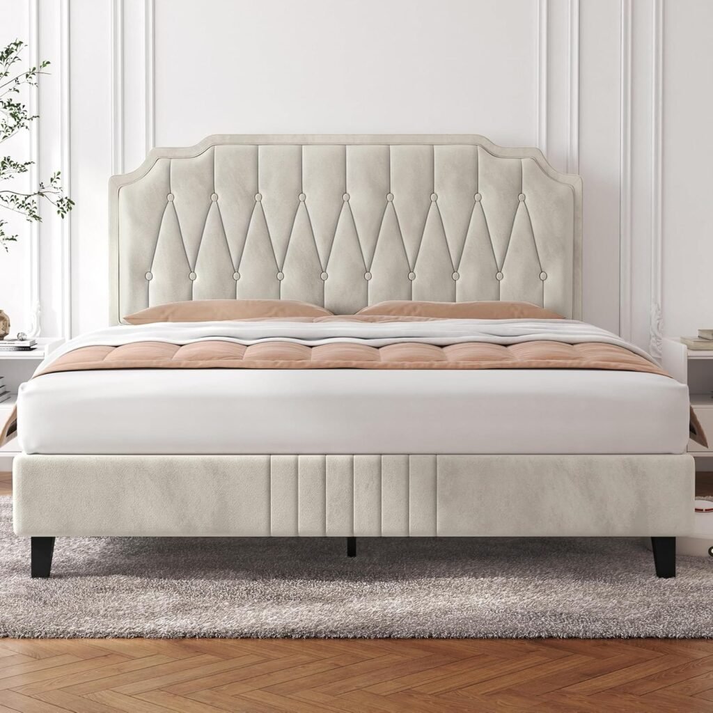 Velvet Upholstered Bed Frame