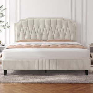 Velvet Upholstered Bed Frame