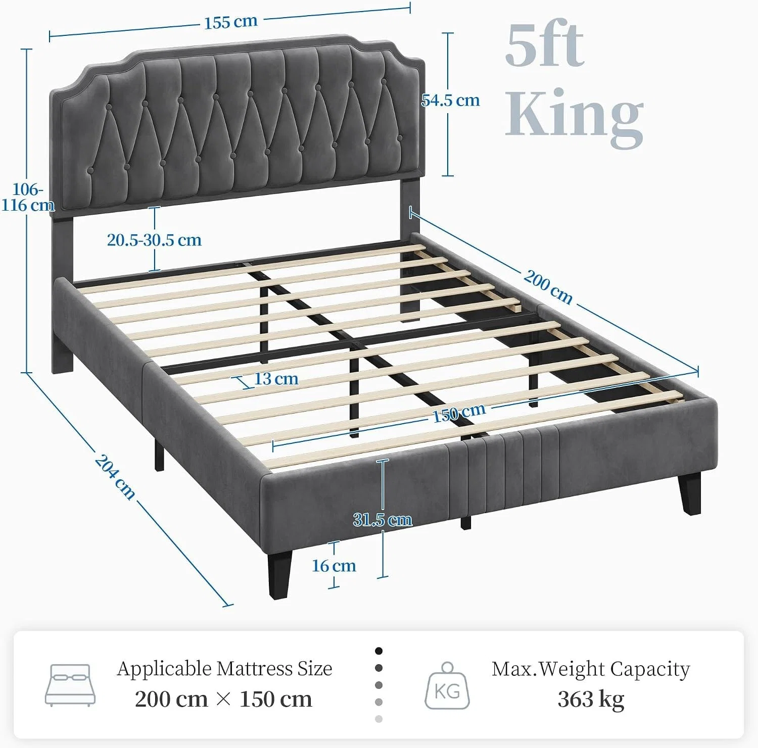 Bed 2 Velvet Upholstered Bed Frame - Image 6