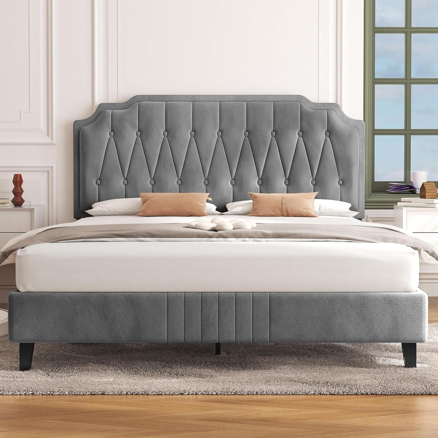 bed 6 Velvet Upholstered Bed Frame - Image 4