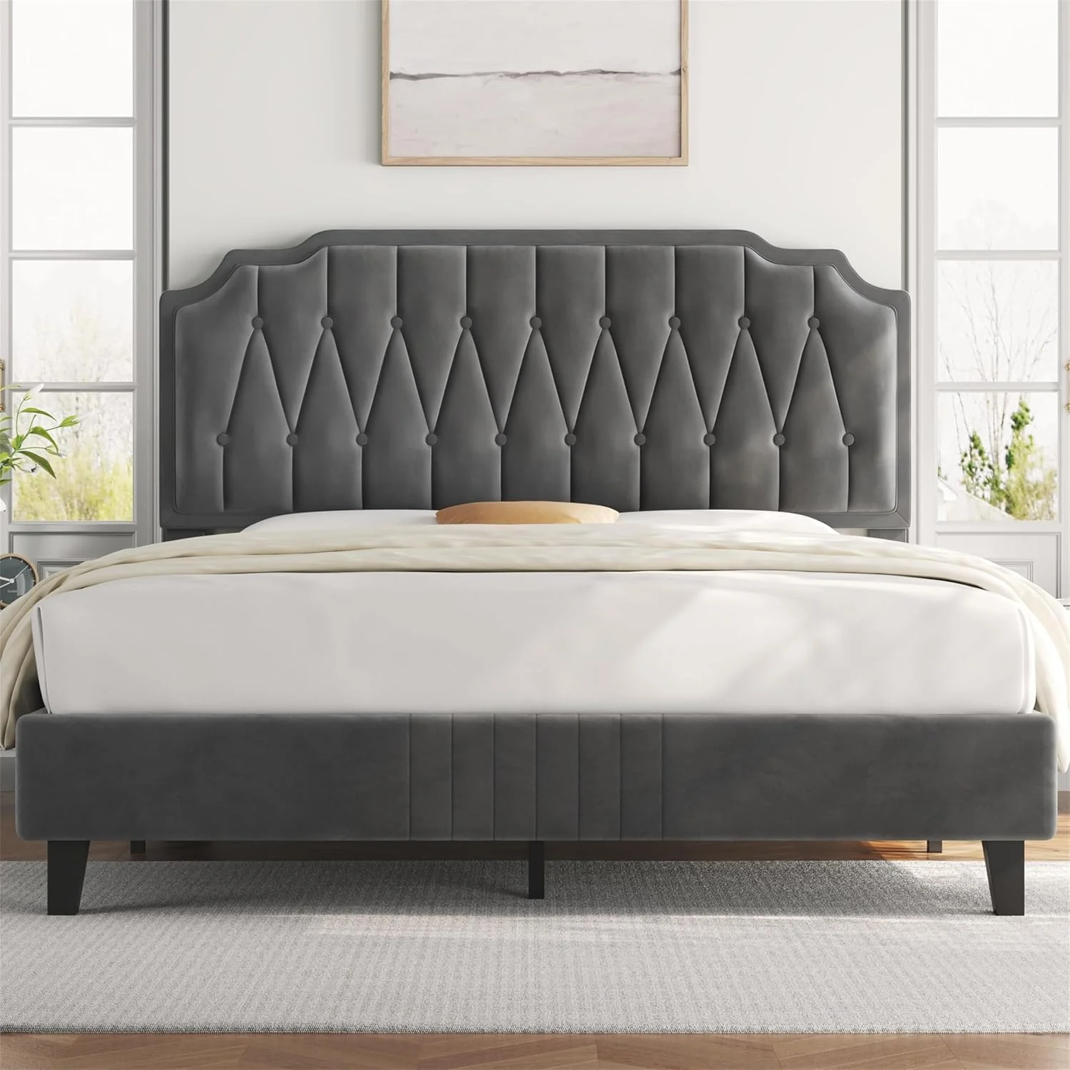 bed 7 Velvet Upholstered Bed Frame - Image 3